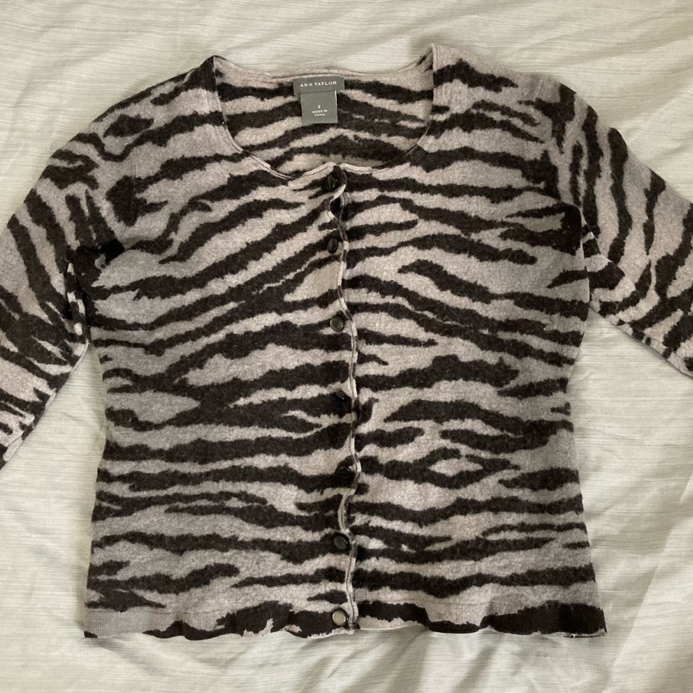 zebra print cardigan